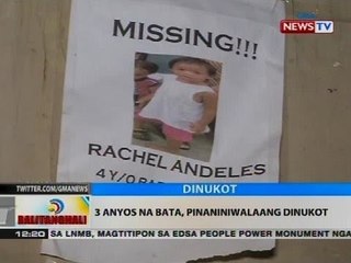 BT: 3 anyos na bata, pinaniniwalaang dinukot