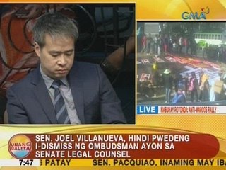 UB: Sen. Villanueva, hindi pwedeng i-dismiss ng Ombudsman ayon sa Senate Legal Counsel