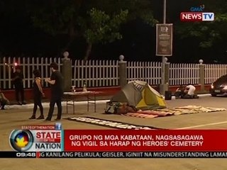 SONA: Grupo ng mga kabataan, nagsasagawa ng vigil sa harap ng Heroes' Cemetery