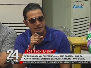 Cesar Montano, dinepensahan ang pagtatalaga sa kanya ni Pres. Duterte sa Tourism Promotions Board