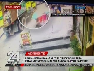24 Oras: Pahinanteng nakasabit sa truck ng basura, patay matapos sumalpok ang sasakyan sa poste