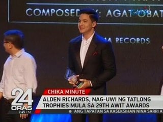 24 Oras: Alden Richards, nag-uwi ng tatlong trophies   mula sa 29th Awit Awards