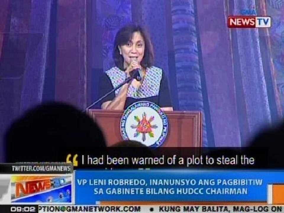 NTG: VP Leni Robredo, inanunsyo ang pagbibitiw sa gabinete bilang HUDCC chairman
