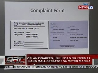 QRT: Oplan Isnabero, inilunsad ng LTFRB at ilang mall operator sa Metro Manila