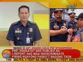 PNP, hinikayat ang publiko na i-report ang mga indiscriminate firing ngayong Pasko't Bagong Taon