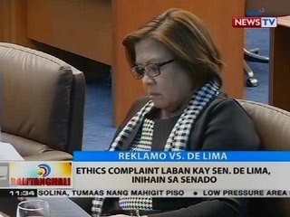BT: Ethics complaint laban kay Sen. de Lima, inihain sa Senado