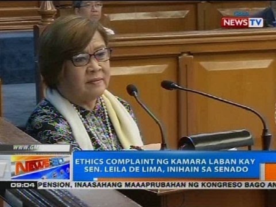 Ethics complaint ng Kamara laban kay Sen. Leila de Lima, inihain sa Senado