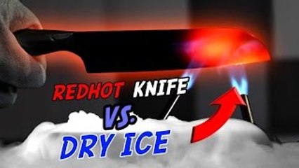 EXPERIMENT Glowing 1000 degree KNIFE VS DRY ICE