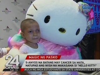 5-anyos na batang may cancer sa mata, natupad ang wish na makasama si "Hello Kitty"