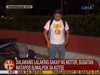 UB: 2 lalaking sakay ng motor, sugatan matapos sumalpok sa kotse sa Parañaque