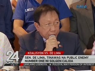 Sen. De lima, tinawag na public enemy number one ni solgen calida