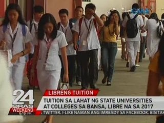 Tuition sa lahat ng SUC sa bansa, libre na sa 2017