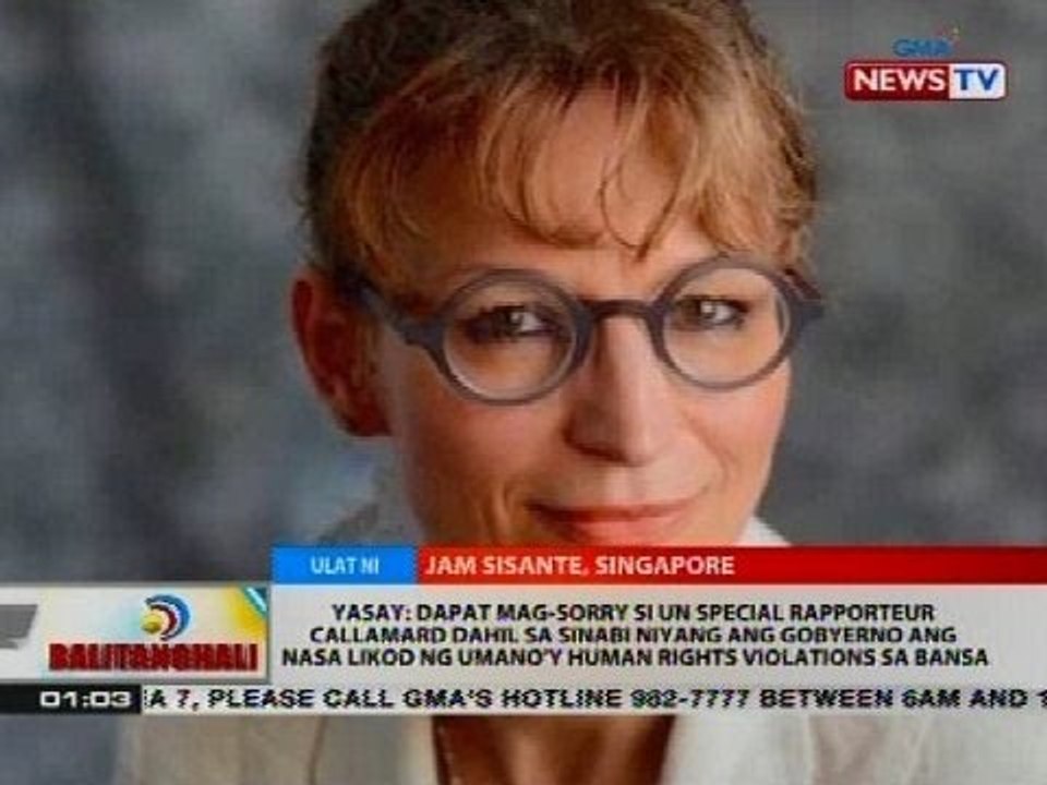 BT: Yasay: Dapat mag-sorry si UN Special Rapporteur Callamard