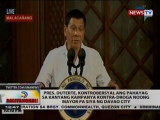 Pres. Duterte, kontrobersyal ang pahayag sa kanyang kampanya kontra-droga noong mayor pa siya