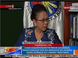 NTG: CHED chair Licuanan, nakatanggap din ng mensahe na huwag nang dumalo sa cabinet meetings