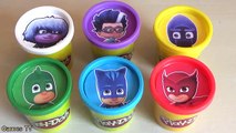 PJ MASKS Learn Colors with Disney Jr Owlette, Catboy, Gekko, Romeo Play Doh Toy Surprise