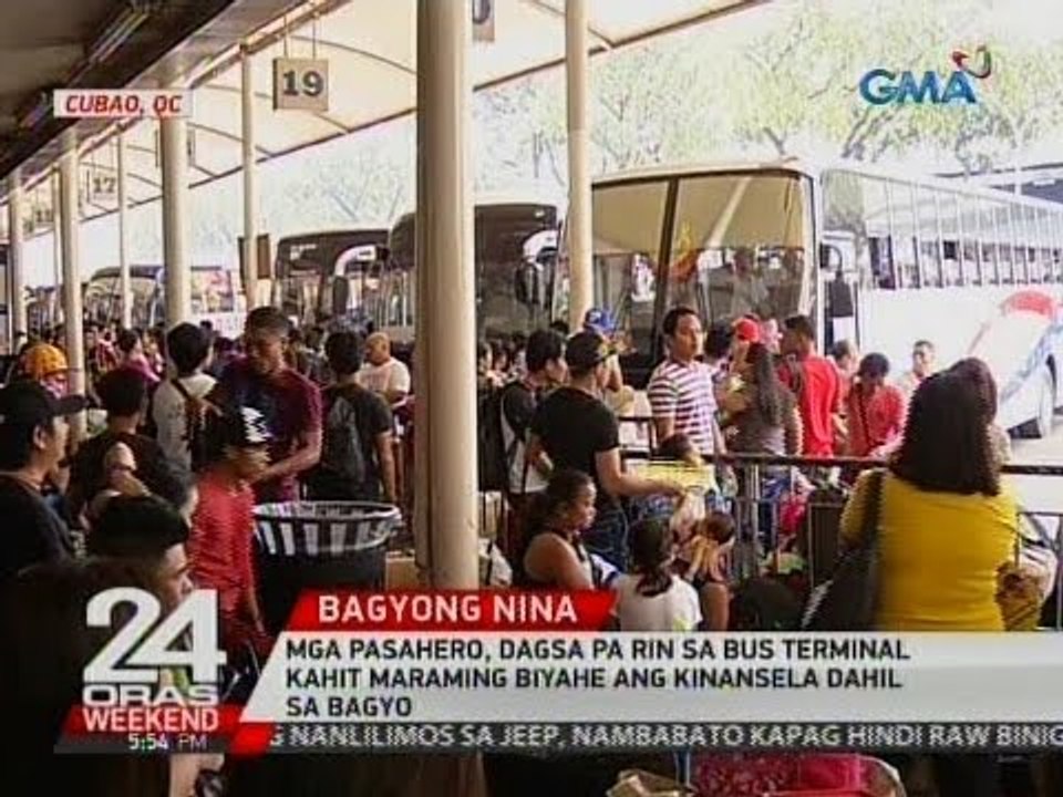 Mga pasahero, dagsa pa rin sa bus terminal kahit maraming biyahe ang kinansela dahil sa bagyo