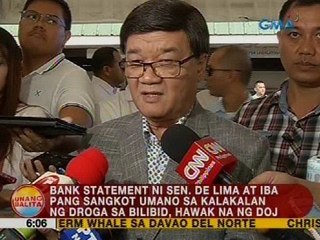 Bank statement ni Sen. de Lima at iba pang sangkot umano sa kalakalan ng droga, hawak na ng DOJ