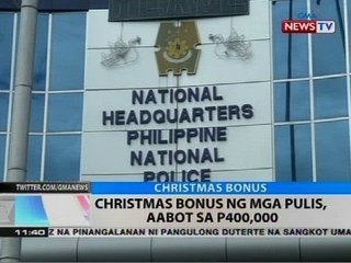 BT: Christmas bonus ng mga pulis, aabot sa P400,000