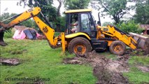 Jcb 3dx Backhoe Loader And Front Wheels Are Stuck In Mud @  Self Rescue Part 1