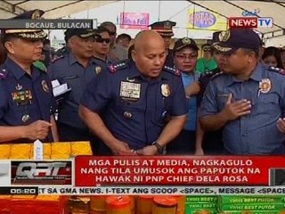 Mga pulis at media, nagkagulo nang tila umusok ang paputok na hawak ni PNP chief Dela Rosa