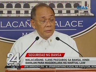 Malacañang: Ilang pagsabog sa bansa, hindi dahilan para magdeklara ng Martial Law