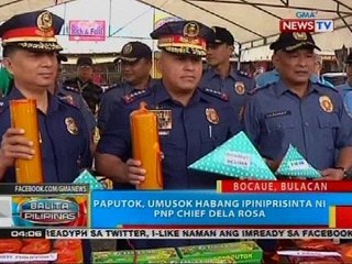 Paputok, umusok habang ipiniprisinta ni PNP chief Dela Rosa