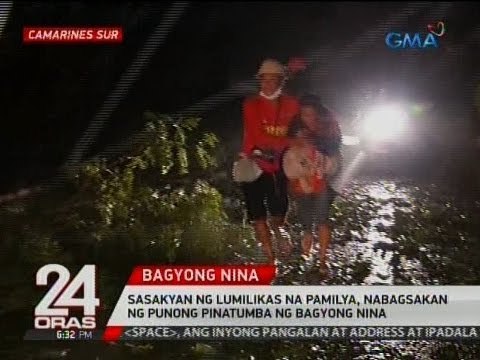 Sasakyan ng lumilikas na pamilya, nabagsakan ng punong pinatumba ng Bagyong Nina