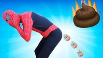Spiderman Poo Surprise Eggs w/ Pink Spidergirl Candies Prank Superheroes Web Fun Movie In