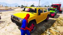 Color Cars and Trucks for Kids with Spiderman - Video for Children with Nursery Rhymes Songs