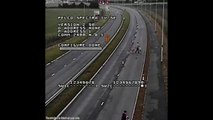 Two people move 50 traffic cones on dual carriageway