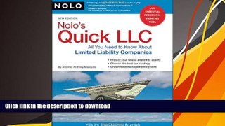 READ book  Nolo s Quick LLC.: All You Need to Know About Limited Liability Companies Anthony