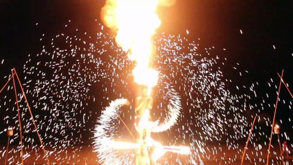 Rehearsal of New Year's Eve 2017 fire show at Koh Chang Paradise Resort & Spa