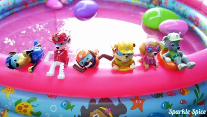 Paw Patrol Pool Paddlin Pups Chase Skye Underwater with Raining Orbeez and Shopkins Season 5