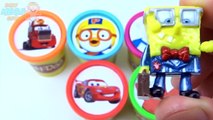 Сups Stacking Toys Play Doh Clay Pororo McQueen Cars 2 Spongebob Learn Colors for Kids