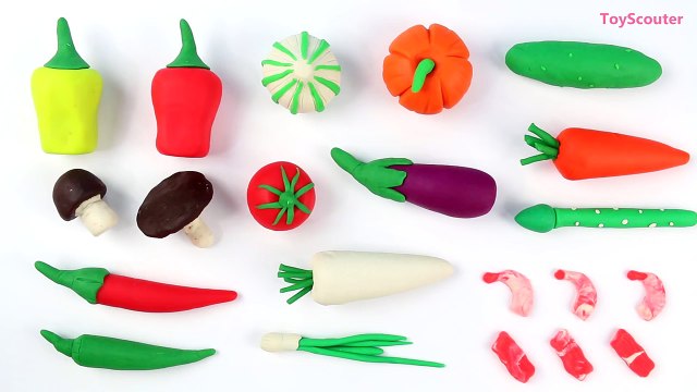 LEARN HOW TO COOK with Play Doh Vegetables –Toy Cutting Veggies Soup & Spaghetti