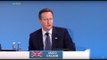 UK Prime Minister David Cameron speaks at a donation conference for Syria