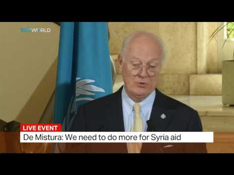 UN Syria envoy De Mistura speaks on press conference in Geneva