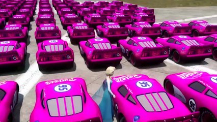 Spiderman Kids Songs || Down By The Riverside || 100 Pink McQueen cars for Frozen