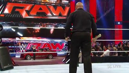 WWE RAW Brock Lesnar destroys J&J Security's prized Cadillac- Raw, July 6, 2015