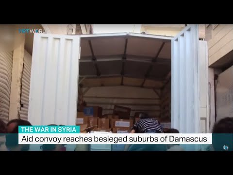Aid convoy reaches besieged suburbs of Damascus, Nicholas Morgan reports