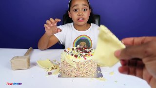 BASHING 2 Giant Surprise Chocolate Candy Cakes - Real Food Fight Daddy Freaks Out-Cz