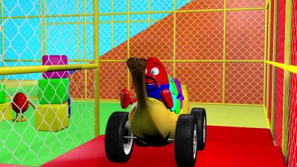 Banana Car Finger Family 3D Giant Slide Playground | Learn Colors Surprise Eggs Nursery Rhymes