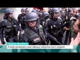Fresh protests over labour reforms turn violent in France