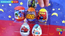 Six Super Hero Marvel Star Wars Surprise Eggs Kinder Surprise Egg Spiderman Avengers TMNT