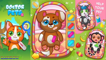 Game app for Kids. Doctor Pets Heal your little friends: Cat, Monkey, Dog, Rabbit. Hospital Pets.