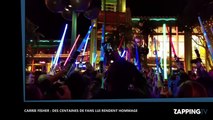 Mort de Carrie Fisher : Armés de sabres lasers, des centaines de fans de Star Wars lui rendent hommage