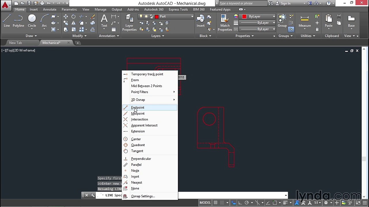 45 Working with object snaps (AutoCAD 2016 Essential Training)