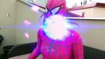 FROZEN ELSA vs PINK SPIDERGIRL w/ Spiderman TWINS - Superhero Fun in Real Life