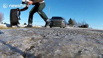 Man follows his drone with his car